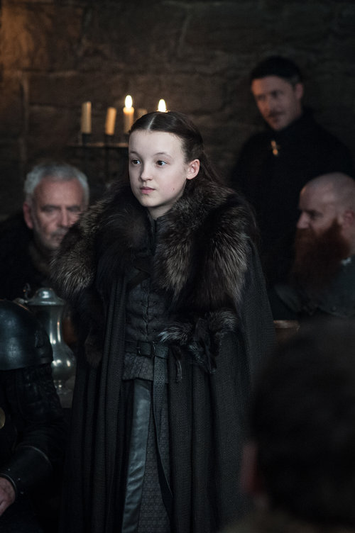 A scene from Game of Thrones Season 7 showing Lyanna Mormont in action